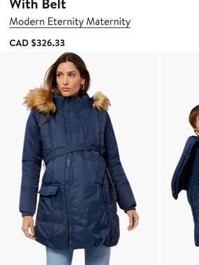 Modern Eternity Navy Maternity Puffer Size S